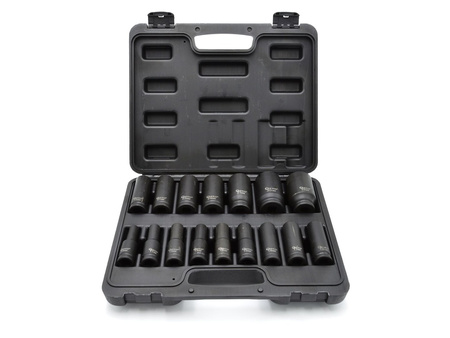 Zestaw nasadek udarowych długich 1/2" 10-32mm 16szt.