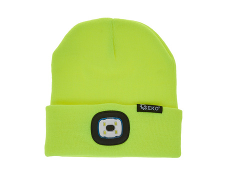 Czapka zimowa akumulatorowa z lampką LED (żółta)