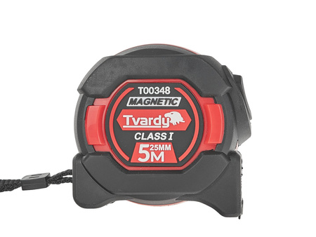 Miara zwijana nylon dwustronna z magnesem i autostopem 5m/25mm KLASA I – kartonik wystawowy (6/60)