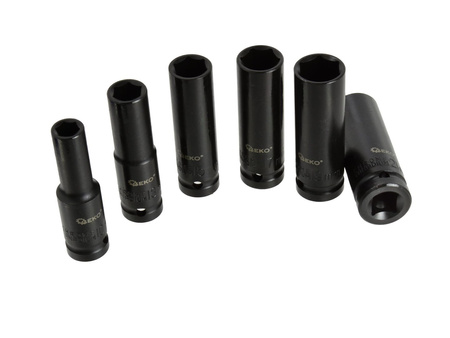 Zestaw długich nasadek udarowych 1/2" 10-21mm 6el.