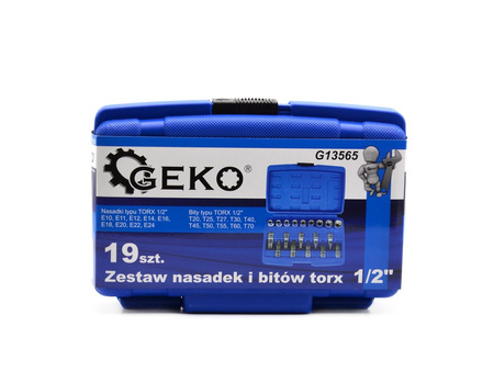 Zestaw nasadek i bitów torx 1/2" 19 szt.