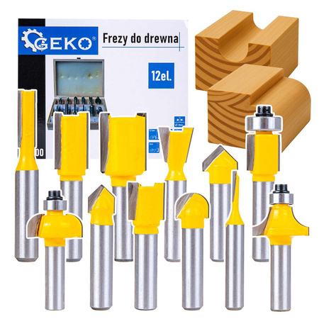 Frezy kształtowe do drewna 12 el./8mm/ GEKO