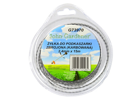 Żyłka do kosy podkaszarki zbrojona karbowana kwadrat 2,4mm x 15m