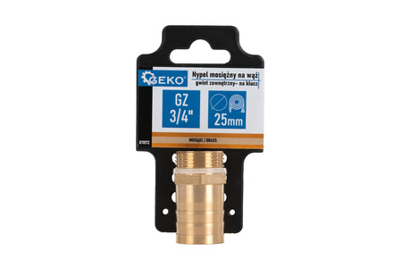 Nypel mosięzny na wąż 25mm – gwint zewnętrzny 3/4" – na klucz (250)