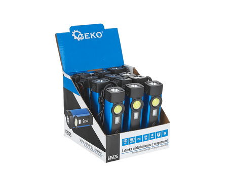 Latarka wielofunkcyjna z magnesem + UV LED COB 5W 2000mAh 300lm IP54 – kartonik wystawowy (12/96)