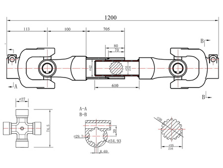 Wałek przekaźnika mocy 120cm (frez)