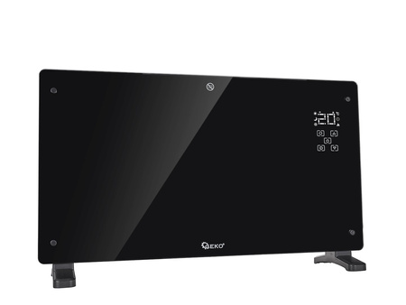 Grzejnik konwektorowy szklany czarny z LCD, pilotem sterowania i WiFi 2500W (1)