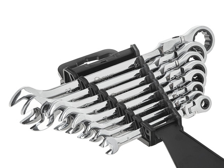 Komplet 8el. kluczy łamanych z grzechotką 8-22mm