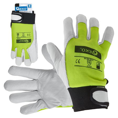SKÓRZANE RĘKAWICE MONTERSKIE ROBOCZE RĘKAWICZKI OCHRONNE KOZIA SKÓRA r.10