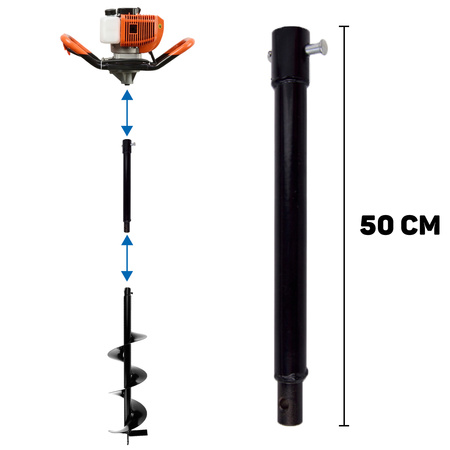 Świder spalinowy + wiertła(10cm,20cm,30cm) + adapter 50cm
