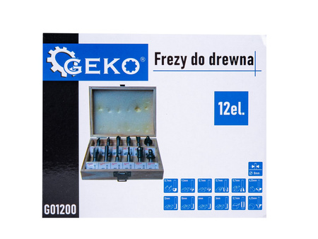 Frezy kształtowe do drewna 12 el./8mm/ GEKO