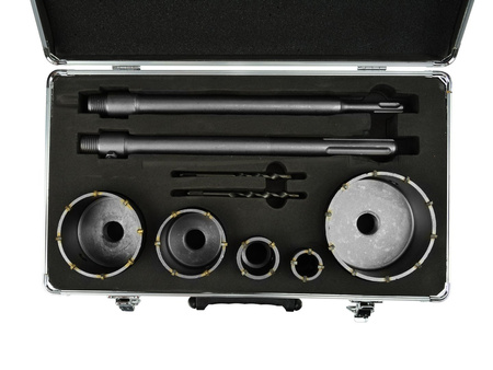 Zestaw frezów do muru 9el.(30,40,65,80,100mm + 2 adaptery)