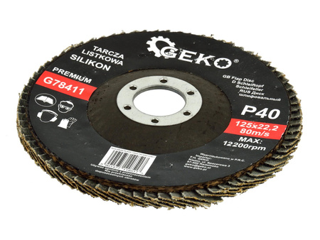 Tarcza szlifierska listkowa "SILIKON" 125mm P40 GEKO PREMIUM