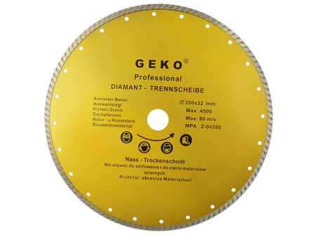 Tarcza diamentowa 350 x 32 x 8mm turbo GEKO PROFI