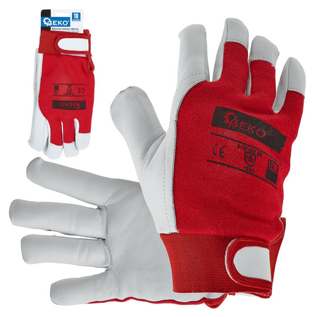 SKÓRZANE ZIMOWE RĘKAWICE MONTERSKIE RĘKAWICZKI OCHRONNE KOZIA SKÓRA r.10