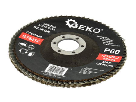 Tarcza szlifierska listkowa "SILIKON" 125mm P60 GEKO PREMIUM