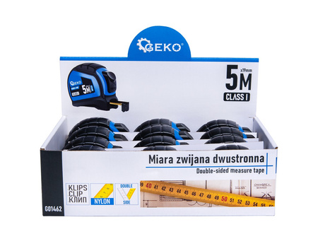 Miara zwijana nylon dwustronna z autostopem 5m/19mm KLASA I – kartonik wystawowy (12/120)