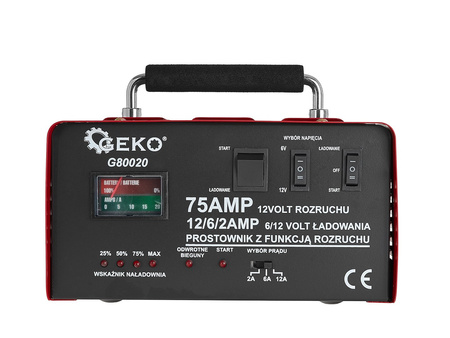 Prostownik z rozruchem 75A 6/12V GEKO