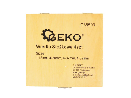 Zestaw wierteł stożkowych 4el.(4-12,4-20,4-32,4-39)