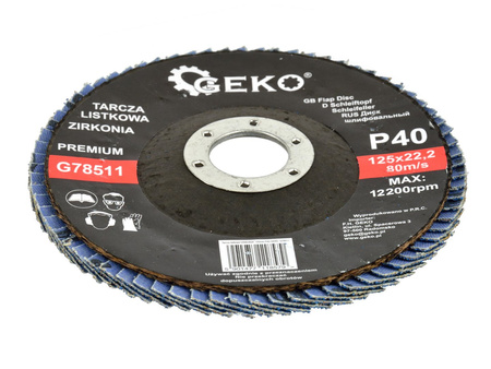 Tarcza szlifierska listkowa "ZIRKONIA" 125mm P40 GEKO PREMIUM