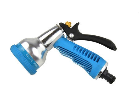 Pistolet 10-funkcyjny srebrny gumowa rączka