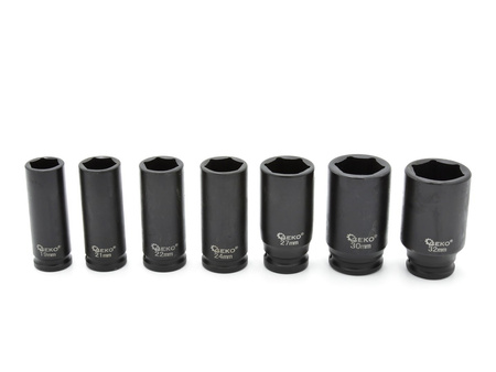 Zestaw nasadek udarowych długich 1/2" 10-32mm 16szt.