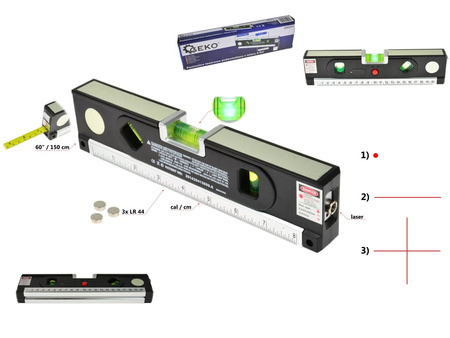 Poziomica laserowa podświetlana z miarą 1,5m