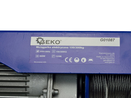 Elektryczna wciągarka linowa 150/300 kg 1200W