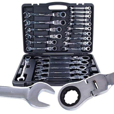 Komplet 22el. kluczy łamanych z grzechotką 6-32mm /alu waliza/