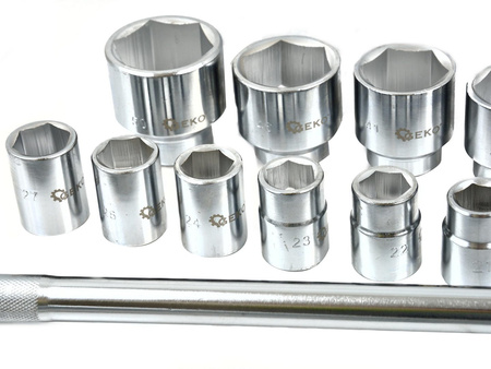 Zestaw kluczy nasadowych 21el. 3/4" 6-kąt.21-50mm metal box