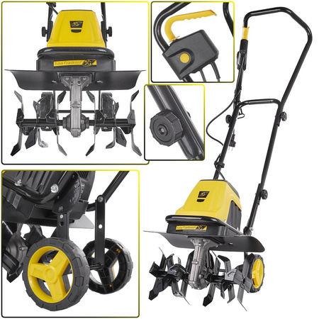 Glebogryzarka Elektryczna Kultywator Ogrodowy 1400W 45CM Dzik Do Ziemi 2w1