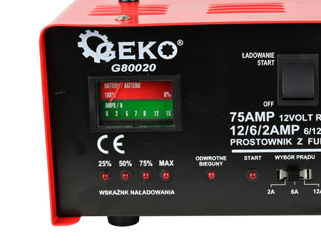 Prostownik z rozruchem 75A 6/12V GEKO