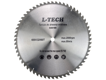 Tarcza widiowa do drewna 600 mm x 32 mm x 60T L-Tech