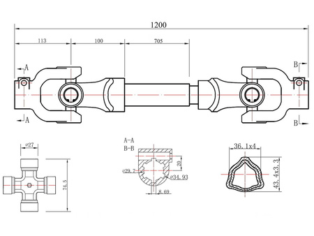 Wałek przekaźnika mocy 120cm (rura-T)