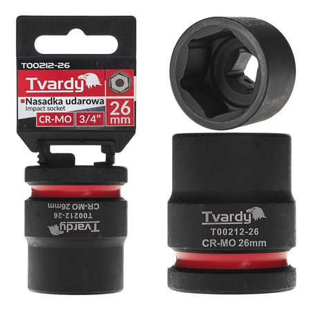 WYTRZYMAŁA NASADKA UDAROWA KRÓTKA 3/4" 26mm CR-MO TVARDY