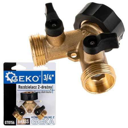 Rozdzielacz 2-drożny na kran GW3/4" x 2 GZ3/4" z zaworami kulowymi (10/60)