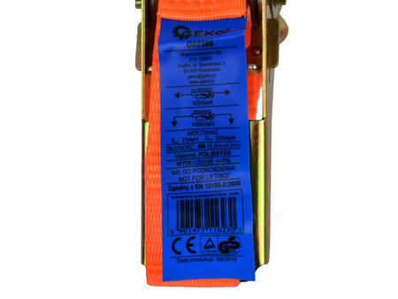 Pas transportowy z grzechotką 6m/1T/25mm