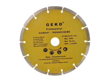 Tarcza diamentowa 180 x 22,23 x 8mm segmentowa GEKO PROFI