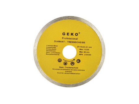 Tarcza diamentowa 115mm x 22,23mm Pełna GEKO PROFI