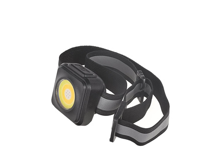 Latarka czołowa wstrząsoodporna z odblaskiem LED COB 3W 500mAh 500lm IP44 (240)