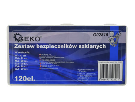 Zestaw bezpieczników szklanych 120el. (20)