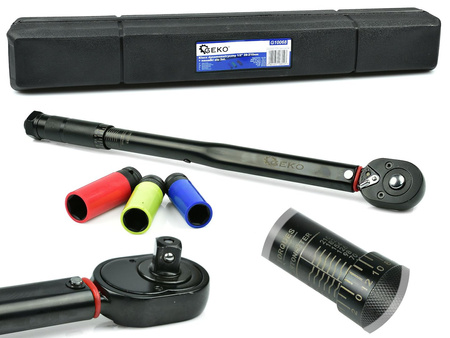 Klucz dynamometryczny 1/2" 28-210nm + nasadki alu 3el.  Black HD (10)