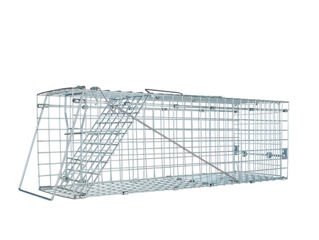 Pułapka żywołapka metalowa składana na kuny, łasice i szczury 60x21x18cm (8)