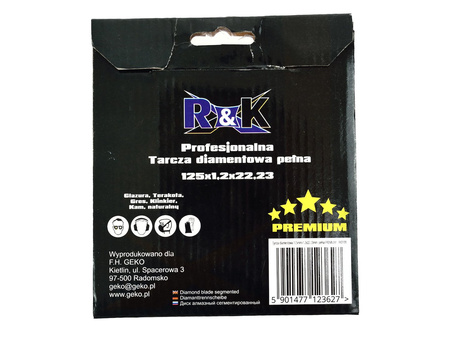 Tarcza diamentowa pełna 125x5x1.4x22.23mm R&K PREMIUM