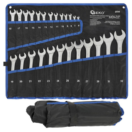 Klucze płasko-oczkowe polerowane 6-32mm 25el