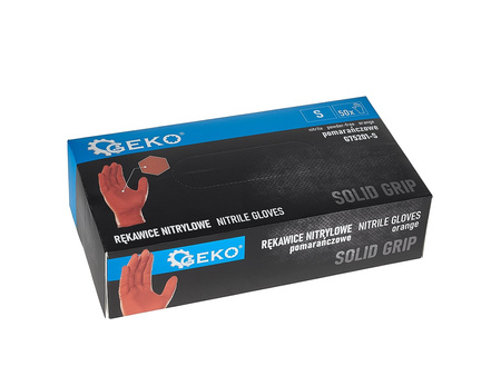 Rękawice nitrylowe SOLID GRIP 50szt. pomarańczowe