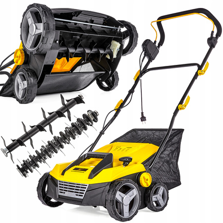 Aerator wertykulator elektryczny do trawy trawnika 2w1 kosz 45l 38cm John Gardener