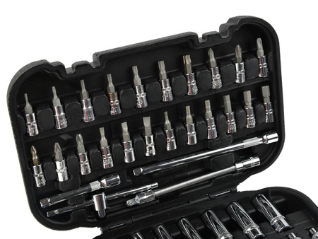 Zestaw kluczy nasadowych E-Torx i bitów 1/4" 56el.