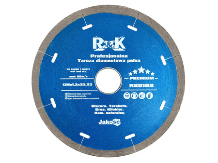 Tarcza diamentowa pełna 125x5x1.4x22.23mm R&K PREMIUM