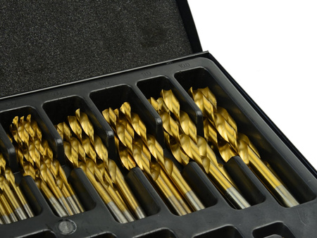 Zestaw wierteł HSS do metalu powlekanych tytanem 170el metalowe pudełko